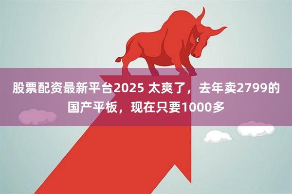 股票配资最新平台2025 太爽了，去年卖2799的国产平板，现在只要1000多